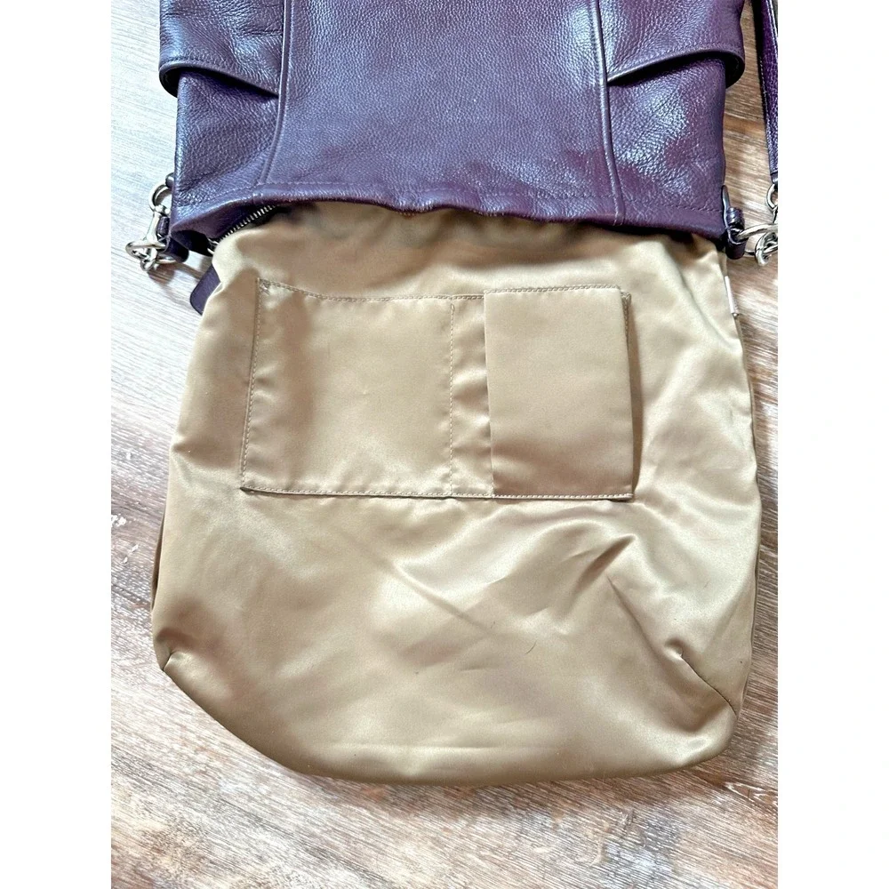 Coach Purse Purple Plum Pebbled Leather Crossbody Hobo Large F31323